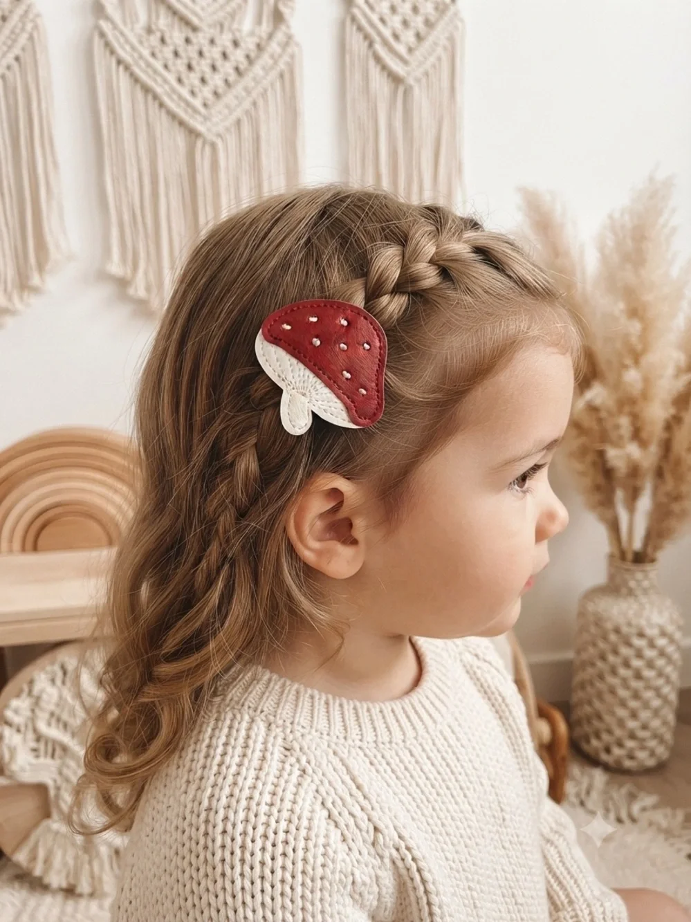 Handmade Red Mushroom Leather Hair Clip Cute Woodland Cottagecore Boutique